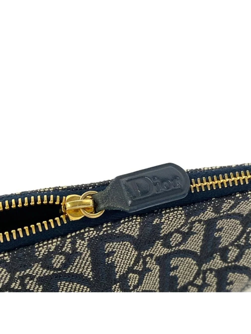 Dior Handbag Saddle Pouch Navy Ivory Leather